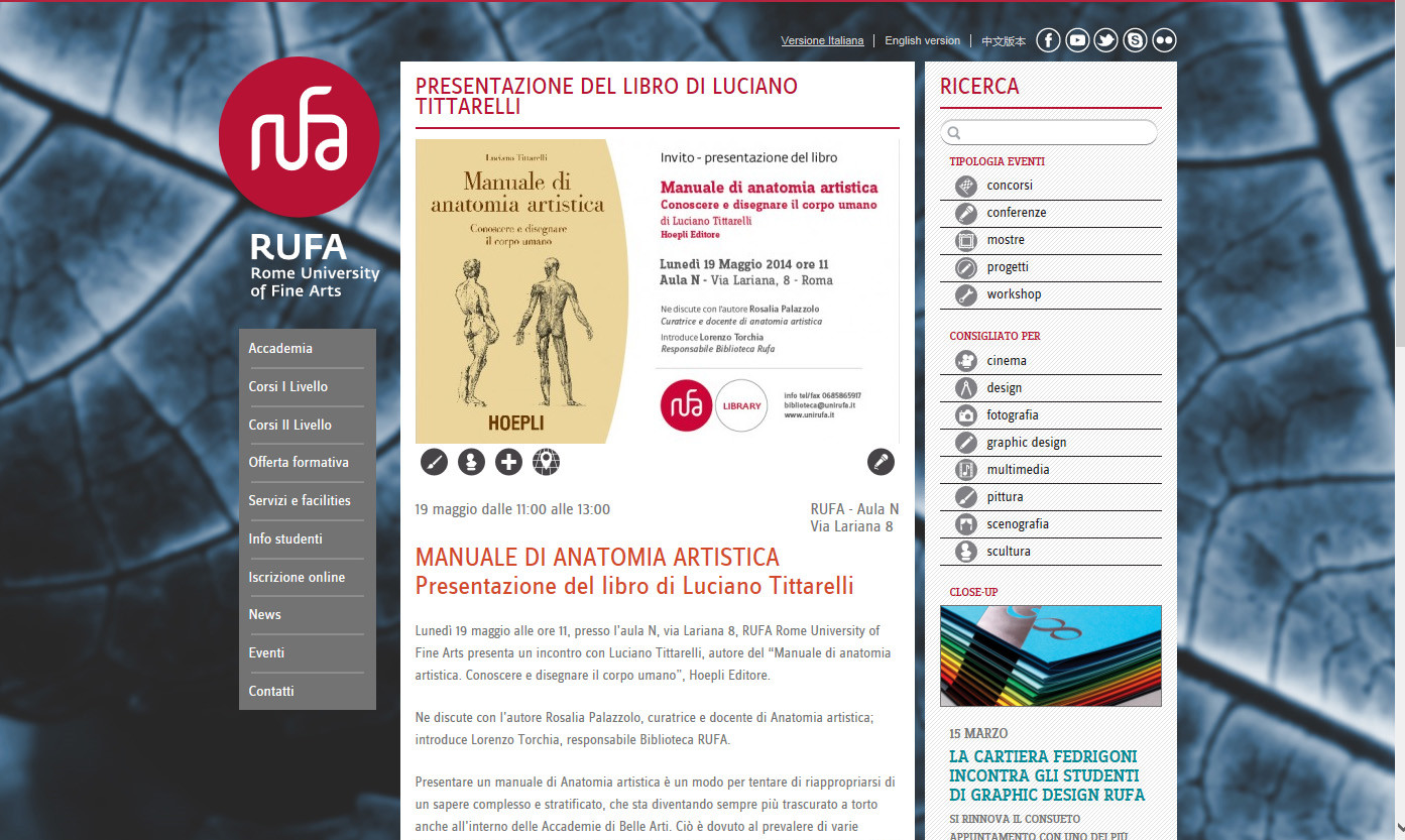 LUCIANO TITTARELLI - RUFA - ROME UNIVERSITY OF FINE ARTS - MANUALE ANATOMIA ARTISTICA